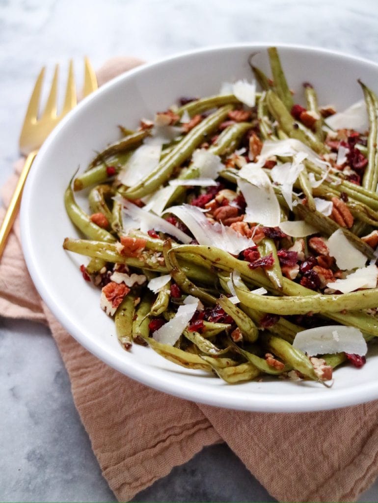 Green Beans with Pecans, Cranberries & Parmesan | The Nutrition Adventure 