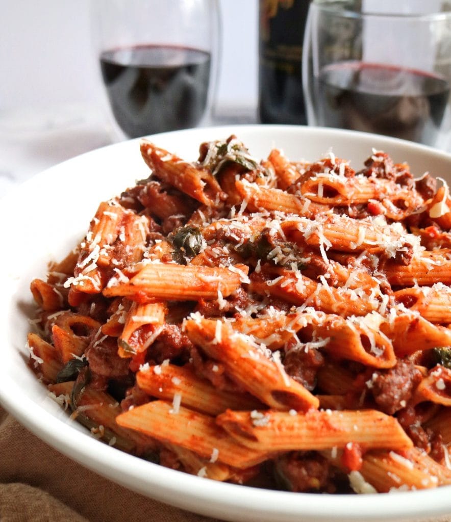 Healthier Weeknight Bolognese with red wine