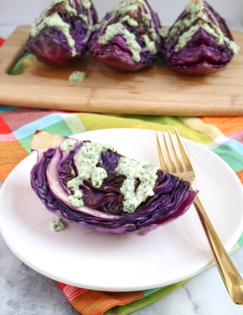Blistered Red Cabbage with Creamy Chimichurri