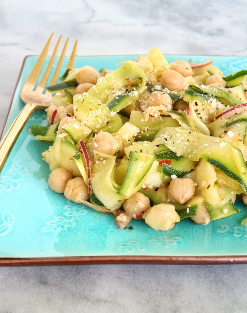 Zucchini Ribbons with Chickpeas & Chili Oil