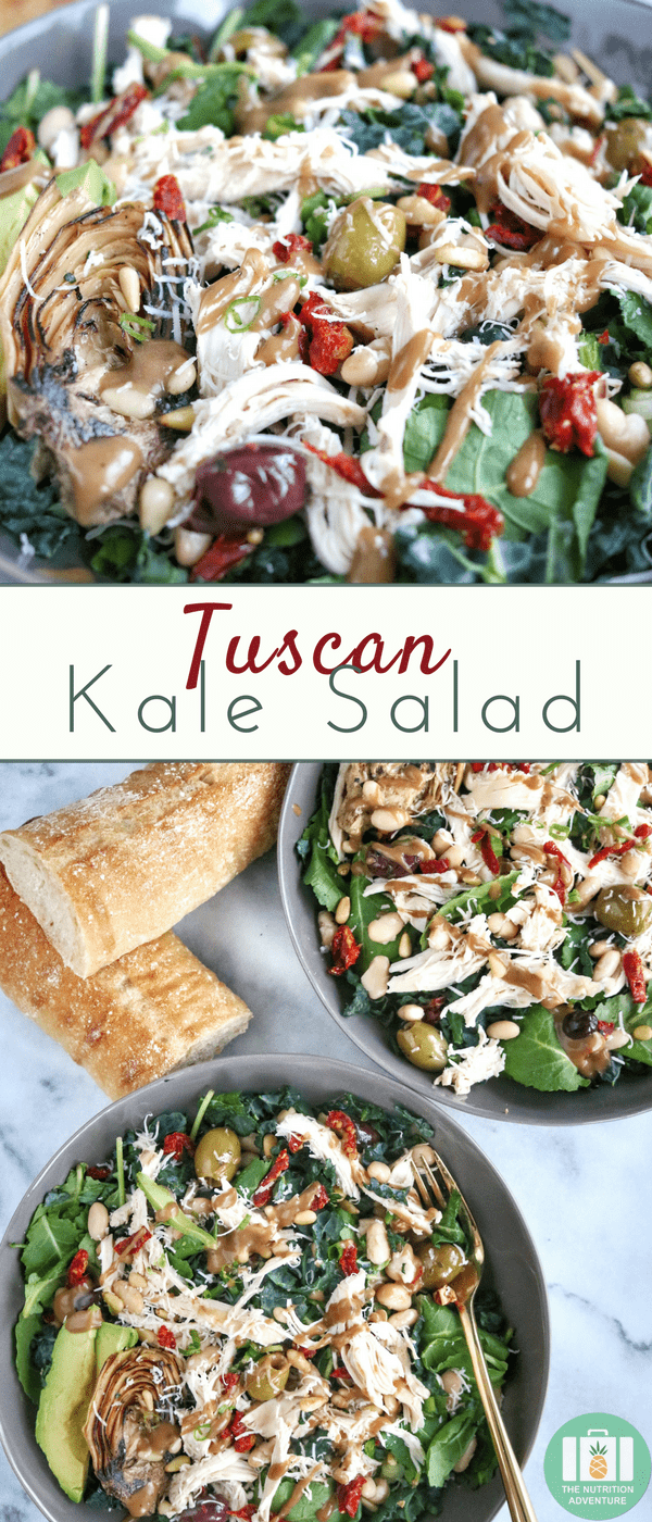 Tuscan Kale Salad | The Nutrition Adventure #salad #chicken #healthyrecipe