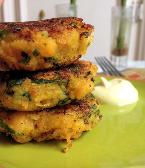 Curried Squash & Chickpea Cakes
