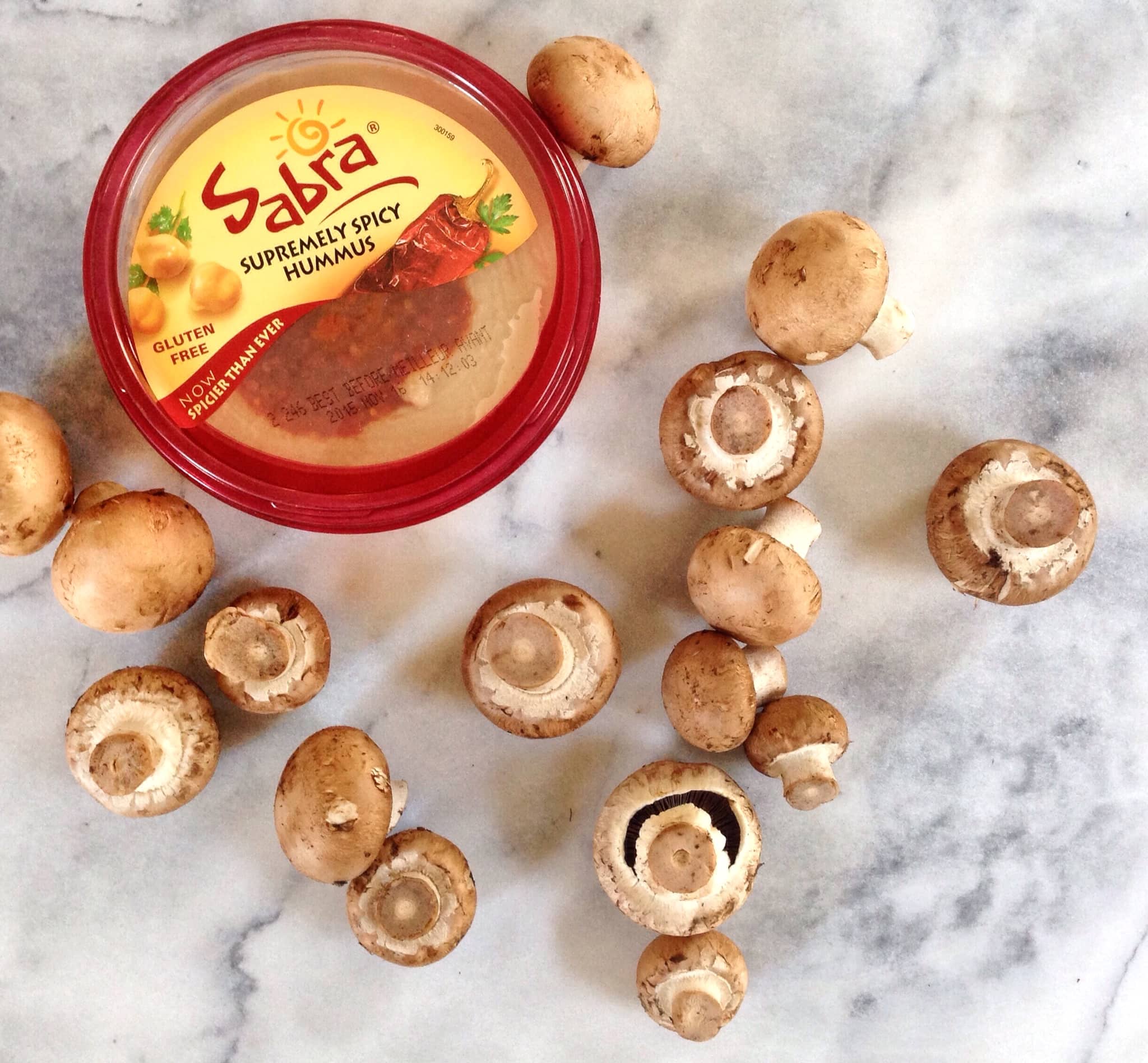 Sabra Hummus with fresh mushrooms