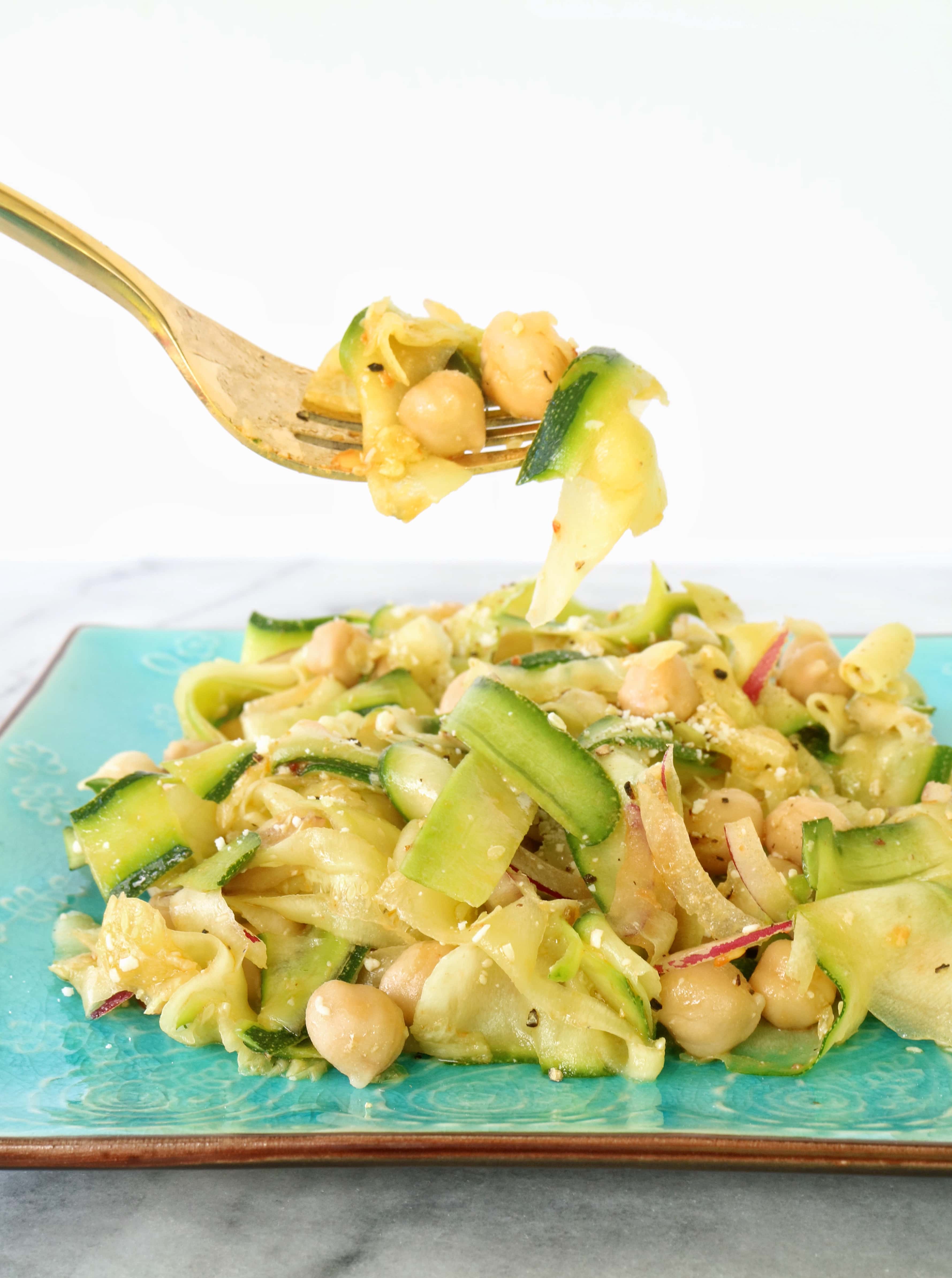 Zucchini Ribbons with Chickpeas & Chili Oil