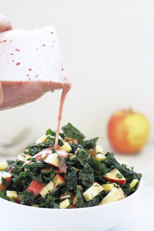 Kale Apple Salad with Cranberry Vinaigrette
