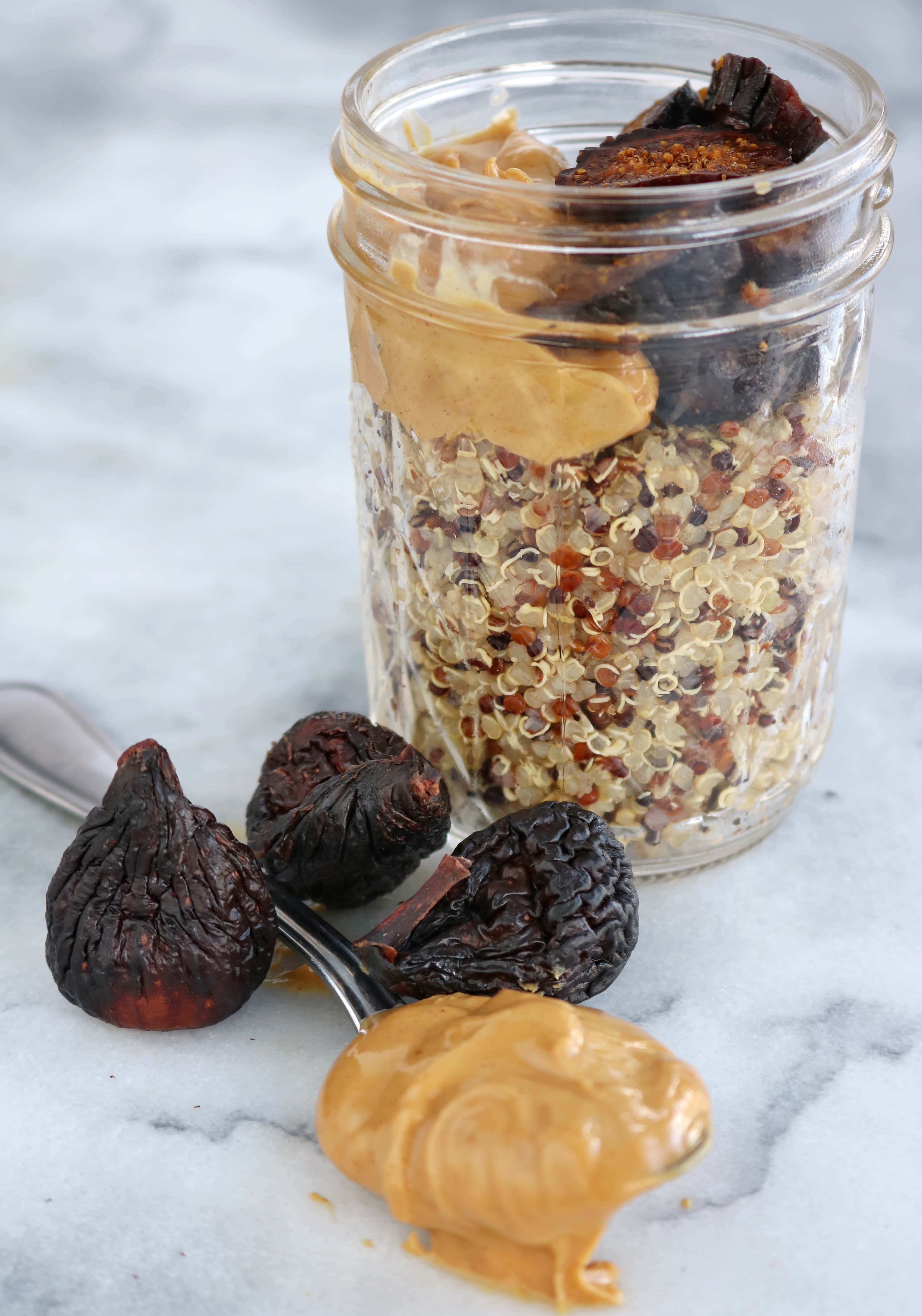 Nut Butter and Dried Figs Breakfast Quinoa Jars | The Nutrition Adventure 