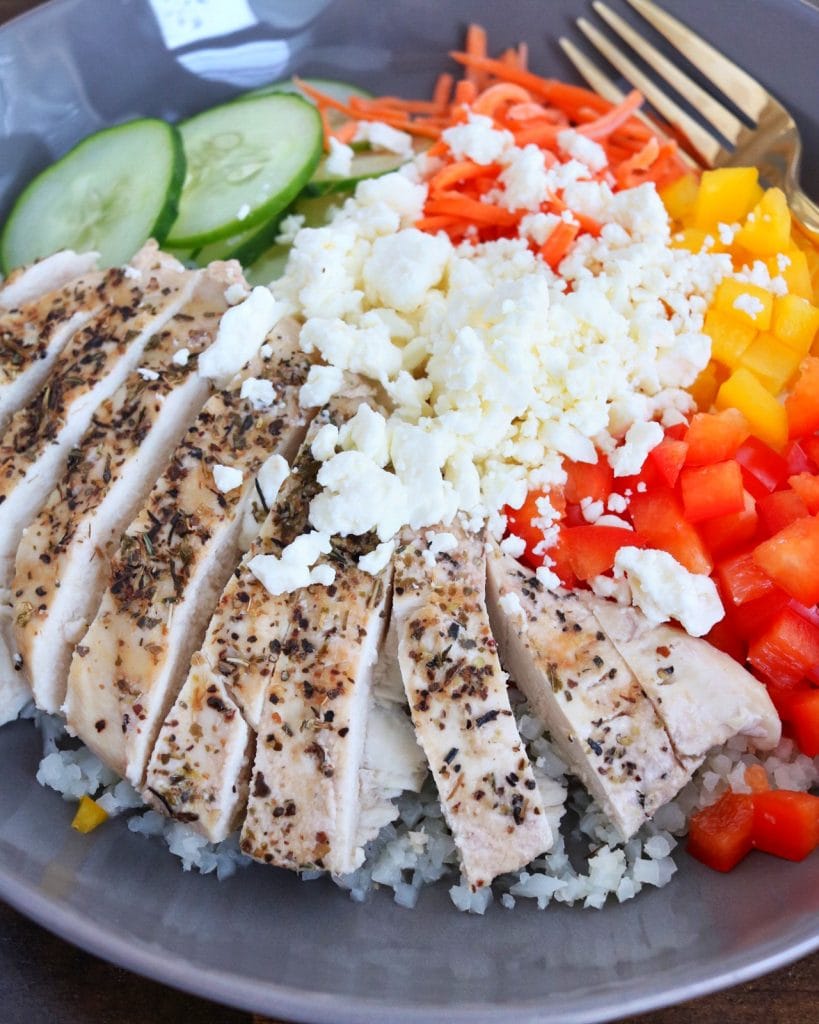 Greek Chicken & Cauliflower Rice Bowl | The Nutrition Adventure