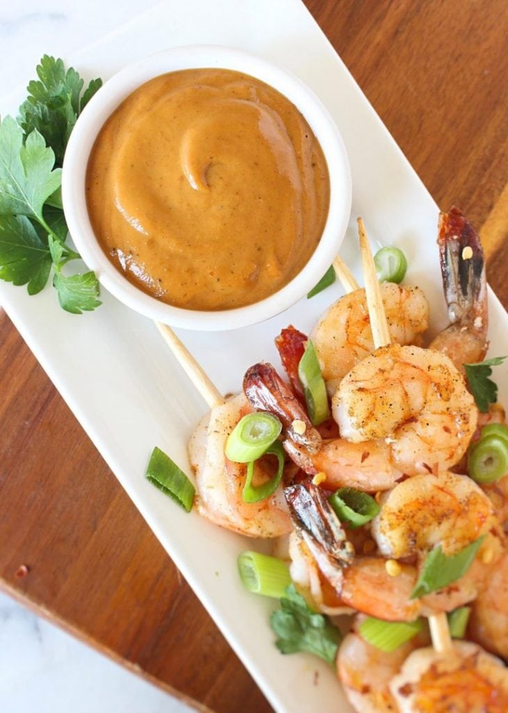 Spicy Shrimp Skewers with SunButter Sauce