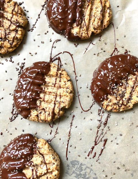 Tahini Almond Butter Chocolate-Dunked Cookies