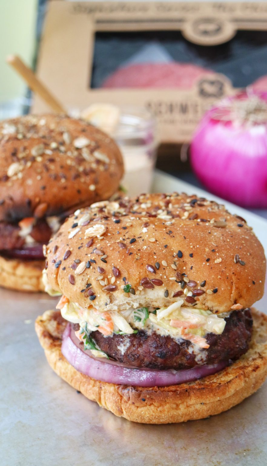 Brisket Burgers with Comeback Cabbage Slaw » The Nutrition Adventure