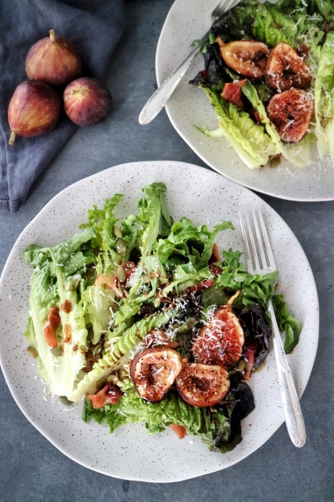 Roasted Fig, Bacon & Parmesan Salad