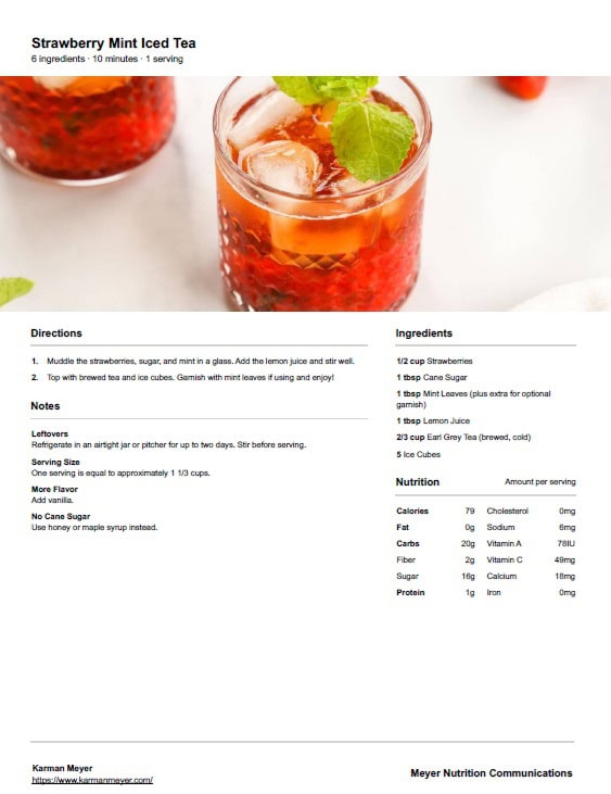 image of ebook page for Strawberry Mint Iced Tea